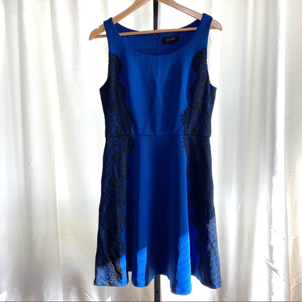 Jessica Simpson Black & Blue Sleeveless Cocktail Dress sz 10